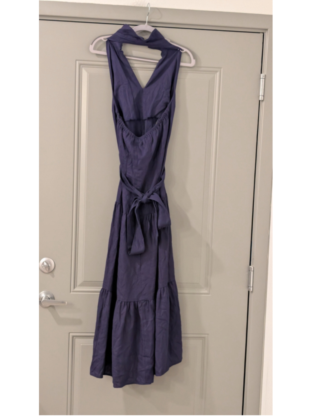 NWT Donna Karan New York Ink Blue Halter Tiered Maxi Dress Size 6 - Picture 9 of 14